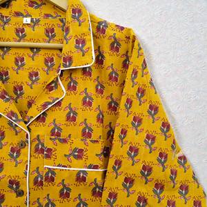 Robe de nuit longue sur mesure en coton 100% imprimé pour femmes et filles, imprimé floral à la main, style vintage, tenue décontractée, bouton - Product Image 4