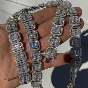 Suministro directo de fábrica Hip hop Cadena cubana Plata de ley Chapado en oro blanco Cadenas finas Collares para hombres - Product Image 4