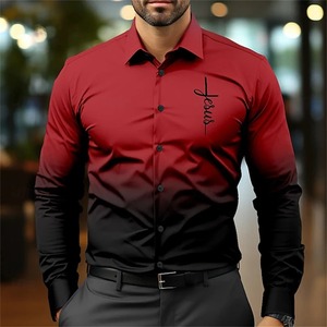 Nouveau Design élégant manches longues personnalisé décontracté 3D imprimé hommes chemises chemises de haute qualité 100% coton chemises - Product Image 6