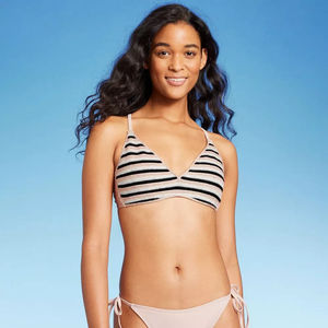 Top bikini bralette lavorato all'uncinetto a righe marroni da donna Wild Fable, taglia S-1 pezzo - Product Image 2