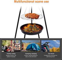 Grille trépied pour l'extérieur Grille suspendue réglable en hauteur Foyer de camping portable Feu de camp Trépied Foyer pour barbecue Cuisson