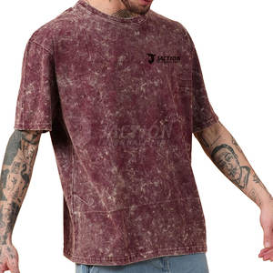Camiseta de hombre a precio razonable, diseño de Color sólido, tu propio logotipo, camiseta de lavado ácido para hombre, Camiseta holgada estampada para hombre - Product Image 2