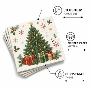 Serviettes de table imprimées de Noël, motif cerf et flocon de neige, serviettes en papier jetables, décoration de table de fête, fournitures pour fêtes - Product Image 5
