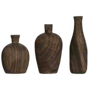 Jarrón alto con forma de bambú de madera, Juego de 2 jarrones de flores decorativos hechos a mano, diseño largo, lo mejor para la decoración del hogar, fábrica de exportación India - Product Image 4