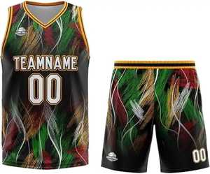 Maillot de basket-ball pour hommes uniformes respirants à séchage rapide sur mesure uniforme de basket-ball pas cher sublimé entièrement imprimé directement en usine - Product Image 2