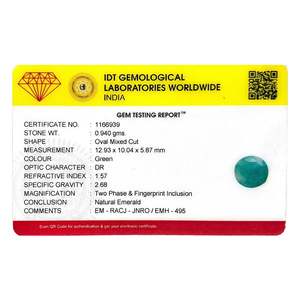 พลอยมรกตธรรมชาติทรงเหลี่ยม 4.7 กะรัต ขนาด 8 มม. พร้อมใบรับรอง IGI ผ่านการอบความร้อนและขัดเงา ผลิตในห้องปฏิบัติการ - Product Image 4