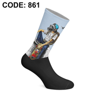 Chaussettes en coton turques à motif numérique imprimé par transfert thermique, série artistique, motifs uniques d'illustrateurs, confortables, entièrement imprimées