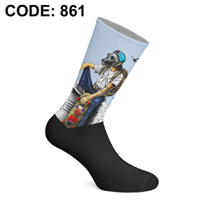 Chaussettes imprimées numériquement de fabrication turque, série d'art par sublimation, motifs uniques d'illustrateurs, confortables, impression intégrale - Product Image 3