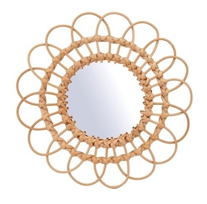 Modern Boho Wall Hanging Rattan Mirrir Wholesale Handicraft Woven Rattan <b>Mirror</b> Frame Decor for Home Hotel Resort Indoor Outdoor - Product Image 1