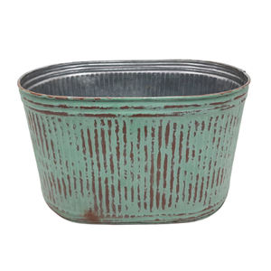 Maceta redonda de Metal de la mejor calidad, maceta azul rústica para decoración de suelo interior y exterior, personalización hecha a mano, venta al por mayor a granel - Product Image 6