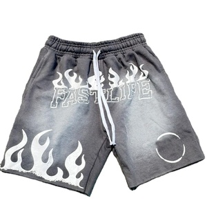 Pantalones Cortos Casuales para Hombre, de Alta Calidad, Sólidos, con Lavado Ácido Medio, Estilo Vintage, Logotipo Personalizado con Transferencia Térmica, Talla Grande, Transpirables - Product Image 3