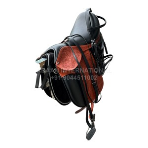 Selle en cuir sculptée Western Ensemble complet de selle d'équitation avec bride et étriers | Selle en cuir sculptée professionnelle - Product Image 5