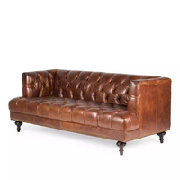 Nouveau design, canapé d'extérieur modulable trois places en cuir véritable durable, style Mid-Century, avec roues, résistant aux intempéries, pour villa