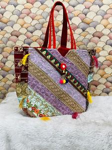 Indian Traditional Rajasthani Patchwork <b>Tote</b> <b>Bag</b> <b>With</b> Back <b>Zip</b>, Inside Pocket Essential for Daily, Special & Professional Use - Product Image 4