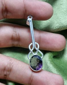 Collar con Colgante de Plata de Ley 925 con Amatista Curativa, Diseño Floral Hecho a Mano, Joyería Unisex, Regalo - Product Image 3