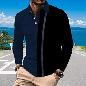 Polos de negocios OEM para hombre, camisetas de golf para jóvenes de mediana edad, camisetas de talla grande, manga larga, diseño de solapas de punto transpirable - Product Image 3