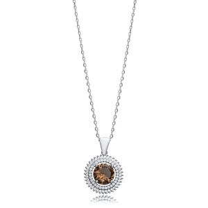 Collier à breloques en pierre de sultanite CZ de forme ronde de 9 mm en argent sterling 925 bijoux turcs faits à la main pour l'acheteur en gros - Product Image 1
