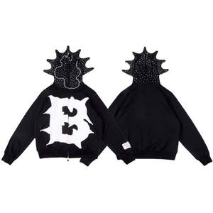 Vente en gros 100% coton surdimensionné Rivet lavé à capuche vêtements de rue hommes sweats avec broderie de logo personnalisé - Product Image 3