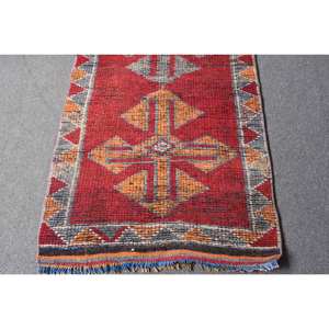 Large Area Kilim Red Orange <b>Rug</b> 2.6 X 8.9ft Flat Weave Turkish Wool with Latex Backing for <b>Hallway</b> Room Rectangle Plush Pile - Product Image 4