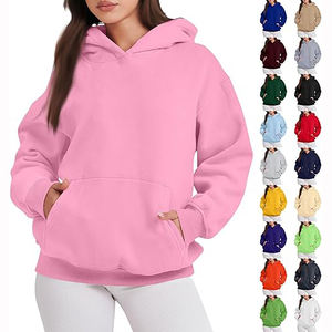 Haute qualité 100% coton polaire femmes surdimensionné longue solide broderie entraînement pull à capuche Anti-boulochage respirant - Product Image 1