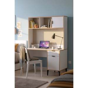 Sarmobi Eco-Friendly Adjustable Wooden Home Office <b>Desk</b> with Integrated Bookshelf Modern <b>Study</b> Table for Students Computer <b>Desk</b> - Product Image 3