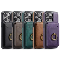 Étui portefeuille en cuir à rabat avec chargement magnétique sans fil, pochette amovible pour cartes et support anneau pour iPhone 17 Air 18 Pro Max