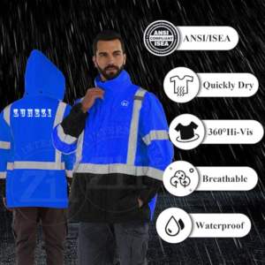 Chaqueta de Seguridad de Alta Visibilidad de Poliéster/Algodón, Camisa Reflectante de Seguridad Vial, ANSI Clase 1/EN ISO 20471 Clase 2, Logotipo LED Intermitente - Product Image 3