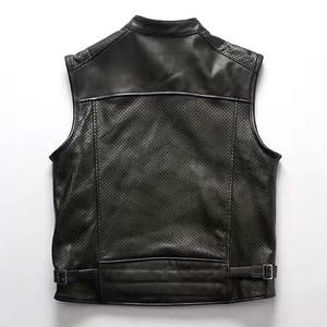 Gilet de motard en cuir de qualité supérieure pour hommes Option de broderie personnalisée idéal pour gilet de moto - Product Image 2