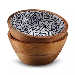 Top selling Superior Quality <b>Wooden</b> <b>Salad</b> <b>Bowl</b> Serving <b>Bowl</b> Latest Decorative New <b>Wooden</b> Soup <b>bowl</b> with hand printing - Product Image 1
