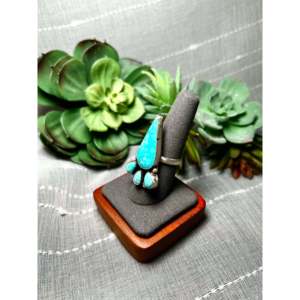Navajo Handmade Fine Jewelry #8 Turquoise & Sterling <b>Silver</b> <b>Statement</b> <b>Ring</b> Size 8.25 Stylish Everyday Wear - Product Image 3