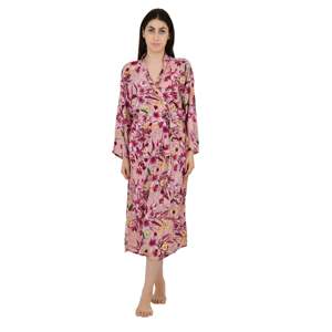 Handmade Women's Floral Print Silk Blend <b>Kimono</b> Robe Elegant Bathrobe with Drawstring Closure <b>Plus</b> <b>Size</b> Soft Woven Fabric ODM - Product Image 4