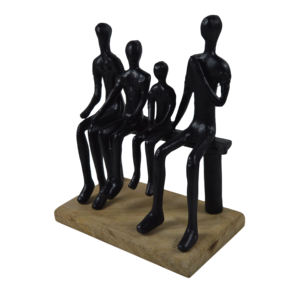 Sculpture de figure abstraite de style nordique, pose debout, décoration de table de bureau, statue humaine avec base en bois finition noire - Product Image 2