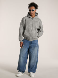 Sudadera con Capucha de Felpa Francesa Negra con Logotipo Personalizado al por Mayor para Hombres Altos, Sudadera con Capucha y Bolsillo con Diseño Sólido para Invierno - Product Image 4