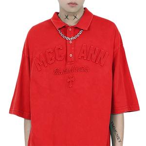 โลโก้ที่กําหนดเองStreetwearเสื้อโปโลขนาดใหญ่วินเทจล้างเสื้อยืดโปโลนูน 3 มิติ - Product Image 4