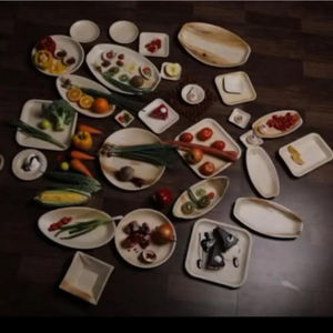 Juego de vajilla y vajilla de hojas de bambú desechables en varias formas y tamaños para uso diario en fiestas y bodas - Product Image 1