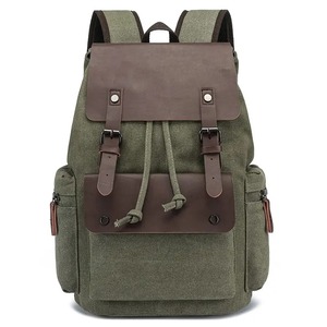 กระเป๋าเป้สะพายหลังผ้าใบวินเทจสำหรับนักเรียนกันน้ำมีเชือกรูดกลางแจ้งโลโก้ออกแบบได้ตามต้องการ - Product Image 5