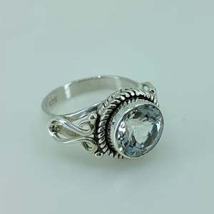 Navya <b>Craft</b> 925 Solid Sterling Silver Romantic Gemstone <b>Ring</b> Handmade White Topaz Women's Fine Jewelry for Everyday Wear - Product Image 2