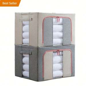 Under <b>Bed</b> Closet Wardrobe Organizer with Lids <b>Double</b> Opening Zips Clear Windows Side <b>Storage</b> Boxes & Bins Foldable OEM Modern - Product Image 1