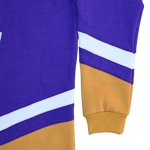 Sudadera con capucha de hockey de lana PESADA | Sudadera con capucha púrpura y Oro viejo con logotipos bordados | Ropa de temporada de invierno de fraternidad y hermandad - Product Image 4