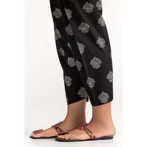 Pantalon Harem Taille Haute en Cambric Teint Noir avec Impression Sérigraphique et Décoration Respirante et Brodé TR-24-03 - Product Image 1