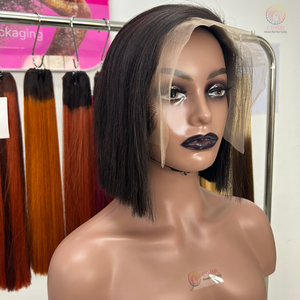 Venta al por mayor de hueso virgen recto de onda profunda 13X4 para pelucas delanteras de encaje 8 pulgadas para mujeres negras Vietnam cabello humano - Product Image 3