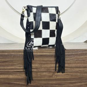 Nouveau gros luxe en cuir de vachette véritable mode sacs à bandoulière femmes grande capacité frange motif à carreaux sacs à main 2025 - Product Image 1