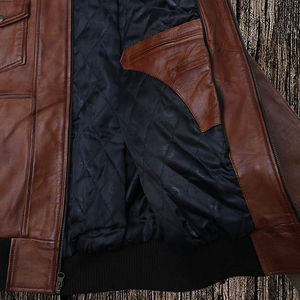 Chaqueta de cuero con cremallera informal para hombre de otoño e invierno, chaqueta de moda de cuero de manga larga para hombre, la última chaqueta, servicio OEM - Product Image 5