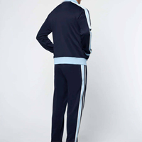 Ensemble de survêtement d'hiver grande taille pour hommes, rayures unies, veste à fermeture éclair intégrale et pantalon de jogging, logo personnalisé, 100% polyester
