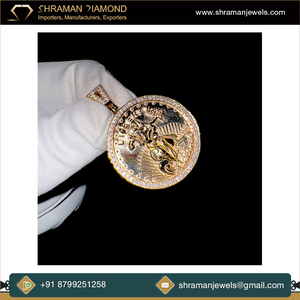 Directo de fábrica personalizado American Liberty Coin declaración 10K sólido laboratorio cultivado diamante amarillo oro Hip Hop joyería colgantes y dijes - Product Image 6