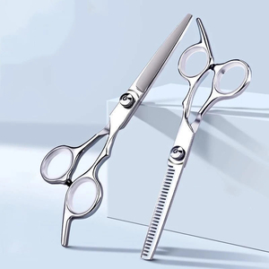 Ciseaux professionnels pour la coupe des cheveux, lame en acier inoxydable 4Cr13, manche en acier inoxydable, longs, pour droitiers, usage en salon, Morgans - Product Image 1