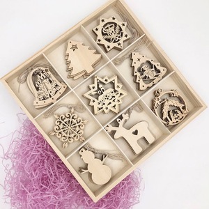 เครื่องประดับต้นคริสต์มาสทำด้วยมือทำจากไม้ตกแต่งเกล็ดหิมะพร้อมเชือกป่านและลูกปัดไม้สำหรับตกแต่งปาร์ตี้วันหยุด - Product Image 6