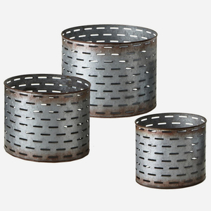 Tin Metal <b>Galvanized</b> <b>Planter</b> Set of 3 with Handle - Product Image 3