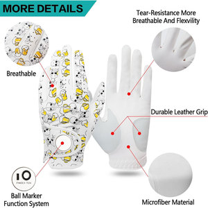 Gants de golf en cuir pour hommes, tout temps, accrocheurs et confortables, avec marqueur de balle, performance améliorée sur le parcours - Product Image 2