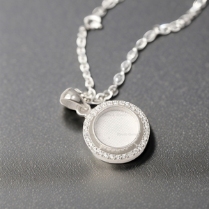 Base de charme semi-montée en argent sterling 925 massif, ronde, 10 mm, avec sertissage en forme de plateau, vide, pour pierres précieuses, résine, fabrication de bijoux DIY - Product Image 6